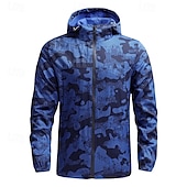 preiswerte Fleece &amp; 3 in 1 Jacken-Herren Soft Shell Jacke Wanderjacke Draussen Tarnfarben Sonnenschutz Windundurchlässig Schnelltrocknend Jacke Kapuzenshirt Voller Reißverschluss Reisen Marinenblau Blau Grau
