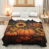 economico Coperte e plaid-coperta con decorazione di Halloween a forma di zucca di Jack O&#039; Lantern - pile morbido e accogliente con motivo a zucca festivo - perfetto per decorazioni di Halloween e per tenersi al caldo