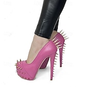 economico Tacchi a Piattaforma-tacchi alti neri a spillo da donna - décolleté con plateau borchiate punk rock per clubwear e feste