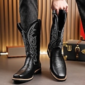 levne Cowboy &amp; Western Boots-pánské klasické hnědé westernové kovbojské boty – odolná kůže s detailní výšivkou pro outdoorové i běžné nošení