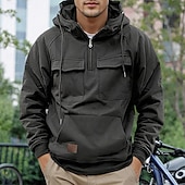 cheap Basic Sweatshirts-Men&#039;s Hoodie Quarter Zip Hoodie Tactical Hoodie Tactical Wine Red Black Wine Army Green Navy Blue Hooded Plain Pocket Tactical Sports &amp; Outdoor Daily Streetwear Cool Casual Spring &amp; Fall