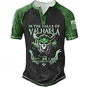 Χαμηλού Κόστους T-shirt Halloween-Ανδρικά Halloween Γραφική Νεκροκεφαλές Γράμμα Μπλουζάκι Πουκάμισο Henley Κοντομάνικα Κοντομάνικο 3D εκτύπωση Υψηλής Ποιότητας Βασικό Κλασσικό ΕΞΩΤΕΡΙΚΟΥ ΧΩΡΟΥ Καθημερινά Αθλητικά Καλοκαίρι