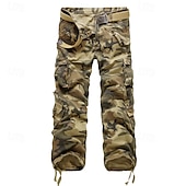 Men's Cargo Pants Tactical Pants Trousers Buttons Multi Pocket Camo Plain Wearable Outdoor Daily Camping & Hiking Fashion Classic Yellow camouflage Grass Green 19
