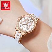 levne Quartz hodinky-olevs 5610 dámské hodinky elegantní módní kamínková luneta keramický řemínek náramkové hodinky vodotěsné svítící automatické hodinky