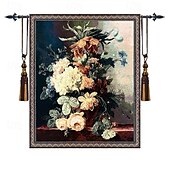 baratos Tapeçarias tecidas em jacquard-Tapeçaria tecida jacquard gobelin aubusson tapeçaria pendurada na parede flor e tear de uva tecido de algodão decoração de quarto de sala de estar (sem bastão e borlas)