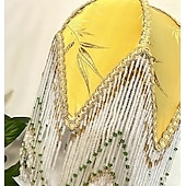 cheap Bedside Lamp-LED Table Lamp 3-Color Light Source Tassel Retro Fabric Bedside Lamp Premium Classic Victorian Style Nightstand Lamp with Beaded Fringe Trim for Bedroom Study 110-240V