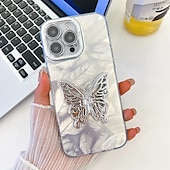 お買い得  iPhone用ケース-電話 ケース 用途 iPhone 16 Pro Max プラス iPhone 15 14 Pro Max Plus iPhone 13 Pro Max バックカバー スタンド付き カメラレンズプロテクター 耐衝撃 バタフライ 仕上げ PC