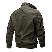 preiswerte Cargo-Jacken-Herren Einsatzjacke übergangsjacke Ausgehen Tasche Ganzjahres Einfach Klassisch Revers Regulär Schwarz Khaki Armeegrün Jacken