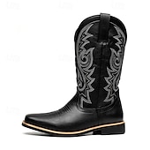 levne Cowboy &amp; Western Boots-pánské klasické hnědé westernové kovbojské boty – odolná kůže s detailní výšivkou pro outdoorové i běžné nošení