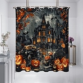 tanie Halloween kąpiel-Zasłony i haczyki kąpielowe Srebrny Nowoczesny Poliester Wodoodporny