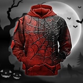 baratos moletons 3d masculinos-Halloween Homens SPIDER Moletom Moletons Moletom Manga Longa Moletom com capuz Com Capuz Moda Impressão 3D dia das Bruxas Férias Vermelho Bolsos Impressão 3D Outono Inverno Designer