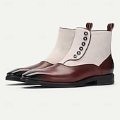 levne Prémiové kožené boty-pánské dvoubarevné prémiové semišové kotníkové boty z hovězí kůže na knoflíky – vintage brogue design, ideální pro retro akce a sofistikované běžné nošení
