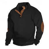 abordables Sudaderas Básicas_-Hombre Sudadera Negro Blanco Verde Ejército Caqui Gris Cuello Mao Bloque de color Retazos Deporte Diario Festivos Texturizado Ropa de calle Básico Casual Primavera &amp; Otoño Ropa Sudaderas con capucha