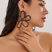 abordables Boucles d&#039;oreilles-Femme Boucles d&#039;oreille Clou Géométrique Précieux Forme de fleur Trèfle Elégant Gros Fantaisie Imitation Perle Des boucles d&#039;oreilles Bijoux Argent / Noir / Blanche Pour Mariage Soirée Cadeau 1 paire