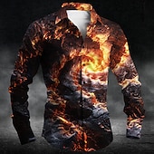 cheap Halloween Shirts-Men&#039;s Graphic Halloween Costumes Button Up Shirt Long Sleeve Casual Party Evening Wear Daily Fall Winter Spring &amp; Summer Shirt Collar Button Up 3D Print Yellow