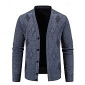 preiswerte Herren Strickjacke-Herren Strickjacke Kurzer Pullover Strickpullover Herren Pullover Gerippt Stricken Standard Knopf hoch Seitentaschen Bogengimpe V Ausschnitt Modisch Klassisch Freizeitskleidung Verabredung Bekleidung