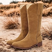 levne Cowboy &amp; Western Boots-pánské hnědé semišové westernové kovbojské boty se stahovacími poutky a klasickým prošíváním - boty do půli lýtek ve vintage stylu