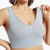 baratos Sutiã Esportivo-Mulheres Sustentação Leve Sutiã Esportivo Sutiã de corrida Sem costas Good Top Acolchoado Ginástica Esportes Relaxantes Corrida Respirável Leve Macio Preto Branco Rosa claro Cor Sólida