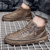 preiswerte Winter- und Schneestiefel-braune pelzgefütterte Winterstiefel für Herren - warme, wasserdichte Kunstlederschuhe mit Reißverschluss für Outdoor-Abenteuer