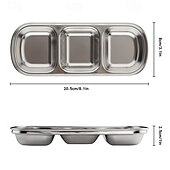 cheap Dining &amp; Cutlery-2/4pcs Stainless Steel Soy Sauce Dish Dipping Bowls 3 Grids Divided Sauce Dishes Side Dishes for Soy Sauce Ketchup Seasoning Sushi (3 Grid)
