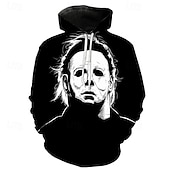 levne Mikiny s kapucí-předvečer Všech svatých horor Michael Myers Kapuce Pullover Anime 3D Přední kapsa Grafika Pro Pro páry Pánské Dámské Dospělé předvečer Všech svatých Karneval Plesová maškaráda 3D tisk Párty Běžn
