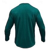 preiswerte Lässiges Henley-T-Shirt-Herren T-Shirt mit Knöpfen T Shirt Henley Hemd T-Shirt Langarm Henley Frühling &amp; Herbst Einfach Mode Designer Basic Urlaub Straße Ausgehen Meerblau Wein Blau Top T-Shirt für Herren