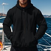 economico Tute basic-Per uomo Felpa con cappuccio Tuta Da Ginnastica Felpa con cappuccio a zip intera Tuta da ginnastica Nero Blu marino Cachi Grigio Con cappuccio Liscio Tasche A cordoncino 2 pezzi Sportivo Giornaliero