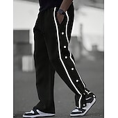 preiswerte Sweatpants-Herren Hosen abreißen Hose Hosen Jogginghose mit geradem Bein Tasche Kordelzug Elastische Taille Glatt Komfort Atmungsaktiv Outdoor Täglich Ausgehen Modisch Brautkleider schlicht Schwarz Weiß