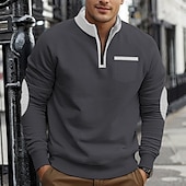 economico Felpe di base-Per uomo Felpa con zip Compatto Nero Vino Blu marino Grigio chiaro Grigio scuro Colletto Mao mezza cerniera Color Block Tasche Ufficio Sportivo Informale Streetwear Essenziale Informale Primavera