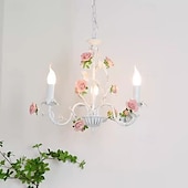 economico Luci a sospensione-lampada a sospensione a led 3/6/8 luci stile nordico lampada in ferro battuto rosa pastorale lampadario sputnik illuminazione stile candela e14 soggiorno camera da letto 110-240v