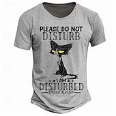 cheap Men&#039;s Funny T shirts-Men&#039;s Cat Funny T shirt Short Sleeve T shirt 3D Print Crew Neck Shirt Retro Vintage Casual Street Casual Bar Light Blue Khaki Gray Spring &amp; Summer Clothing Apparel S M L XL 2XL 3XL