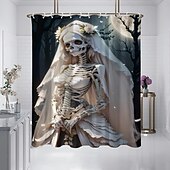 preiswerte Halloween Bad-Duschvorhänge &amp; Ringe Silber Moderne Polyester Wasserdicht