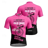 お買い得  Maglie da uomo-Men's Cycling Jersey Letter &amp; Number Short Sleeve Bike Tee Tshirt Jersey with 3 Rear Pockets Mountain Bike MTB Quick Dry Anatomic Design Wicking Breathable Sports Pink Red Green Clothing Apparel