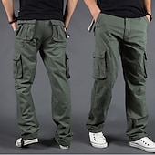 economico Pantaloni cargo-Per uomo Pantaloni cargo Pantaloni tattici Pantaloni Pantaloni da escursione Bottoni Multi tasca Liscio Indossabile Esterno Giornaliero Campeggio e hiking Di tendenza Classico Grigio verde Verde