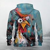 voordelige Dierenprint-Men's Animal Funny Hoodie Hoodies Sweatshirt Fashion Long Sleeve Crew Neck Blue Fall Winter Designer S M L XL XXL XXXL