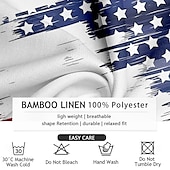 billiga Flaggmönster-Amerikanska självständighetsdagen Herr Amerikanska flaggan Patriotisk Knapp upp skjorta Långärmad Ledigt Semester Dagligen Sommar Vår &amp; Höst Bandkrage farfars krage 3D-utskrift Blå