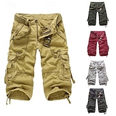 cheap Classic-Men&#039;s Cargo Shorts Shorts Capri Pants Multi Pocket Straight Leg Solid Colored Comfort Wearable Calf-Length Outdoor Daily Sports Stylish Yellow Army Green