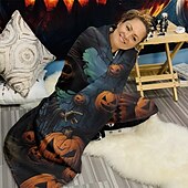 baratos Cobertores &amp; Mantas-cobertor com tema de halloween com personagens e abóboras aconchegante e assustador
