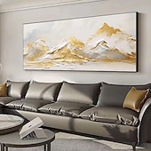baratos Pinturas de Paisagens-Pintura a óleo sobre tela pintada à mão montanha dourada pinturas de paisagens sala de estar grande arte de parede pintura personalizada decoração de casa sem moldura