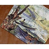 billige Jacquard vevde gobeliner-jacquardvevd billedvev gobelin aubusson veggteppet veggheng fiske om våren vevstol bomullsvev stue soveromsdekorasjon (uten pinne og dusker)