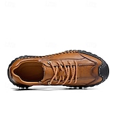 cheap Men&#039;s Sneakers-Men&#039;s Brown Faux Leather Casual Shoes with Handcrafted Stitching and Durable Rubber Sole for Outdoor Activities