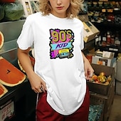 levne Retro grafika-retro vintage tričko basic trička z 90. let pro dospělé dámské horké razítkové párty ležérní denní směs bavlny