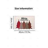 abordables Figuras coleccionables-Juego de 4 manteles individuales navideños de algodón y lino para decoración de mesa de invierno, fiestas, cocinas, comedores, etc., de temporada, para exteriores, interiores y exteriores, 30 x 45 cm