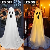 cheap Halloween Outdoor-Halloween Decorations Lighted Ghosts Outdoor Decoration Lights Yard Halloween Standing Ghost Lights Battery Operated Porch for Patio Spooky Atmosphere Decorations 1pc