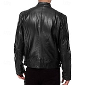 preiswerte Lederjacken-Herren Kunstlederjacke übergangsjacke Bikerjacke Rote Lederjacke Urlaub Täglich Winddicht Warm Tasche Herbst Winter Einfach Mode Klassisch Stehkragen Regulär Kunstleder Schwarz Weiß Wein Dunkelgrün