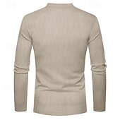 preiswerte Lässiges Henley-T-Shirt-Herren T-Shirt mit Knöpfen T Shirt Cordhemd Henley Hemd Langarm Henley Frühling &amp; Herbst Einfach Mode Designer Basic Urlaub Straße Ausgehen Schwarz Wein Braun Top T-Shirt für Herren