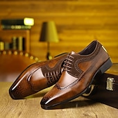 economico Formale-scarpe brogue oxford da uomo in similpelle marrone con punta a coda di rondine - classiche scarpe eleganti con lacci per abbigliamento formale e da lavoro