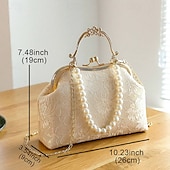 cheap Clutches &amp; Evening Bags-Women&#039;s Vintage Pearl Handle Lace Clutch - Elegant Evening Bag for Weddings and Formal Events