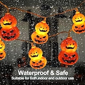 billige Halloween utendørs-halloween lys opp gresskar streng lys 10/20led jack o lanterne vanntette batteridrevne lys for innendørs utendørs soverom ferie fest halloween dekorasjon