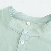 economico Camicie Popover da Uomo-Per uomo Camicia Camicia popover Camicia Estiva Camicia casual Camicia da Spiaggia Nero Bianco Verde chiaro Azzurro Manica Lunga Semplice Colletto alla coreana Vacanza Camicia hawaiana Bottonato